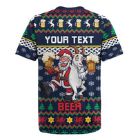 Personalized Merionethshire Wales Christmas Rugby Jersey Beer and Goat Santa Design - Wonder Print Shop