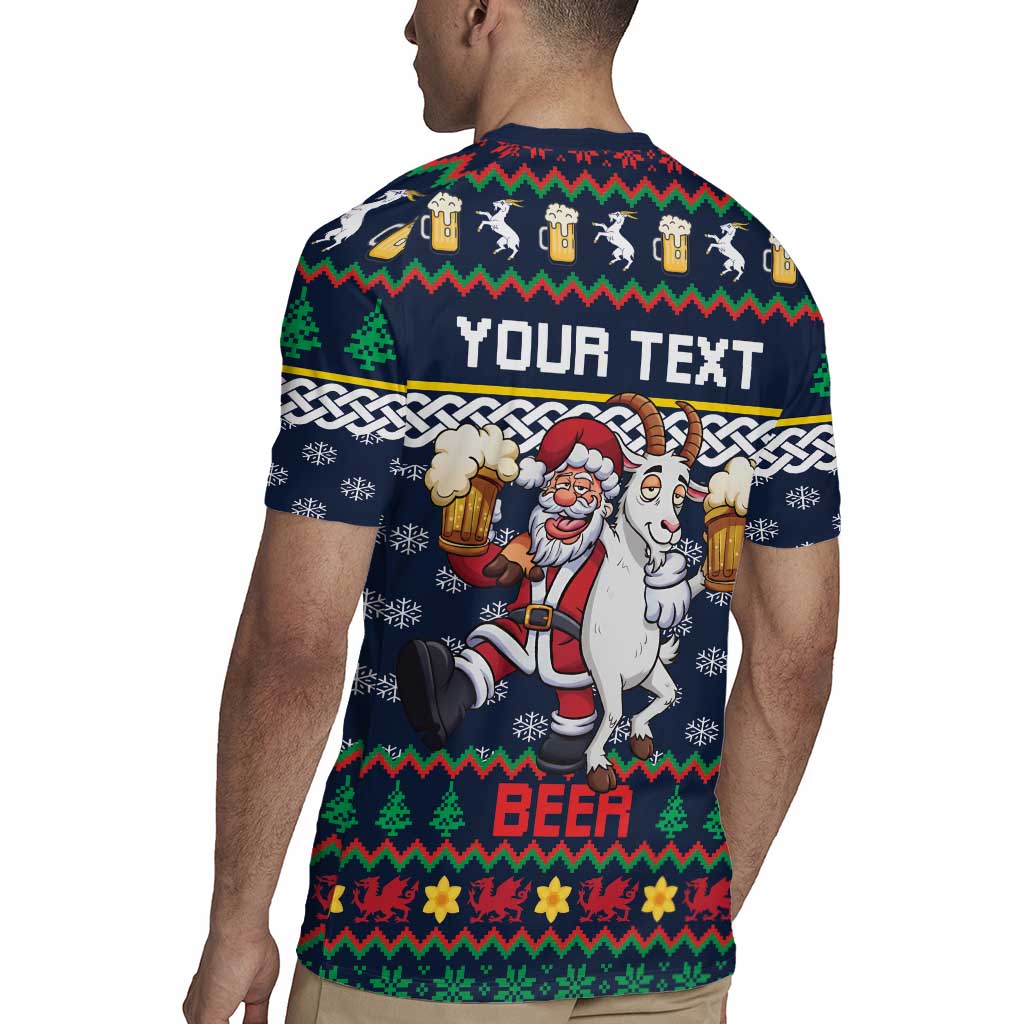 Personalized Merionethshire Wales Christmas Rugby Jersey Beer and Goat Santa Design - Wonder Print Shop