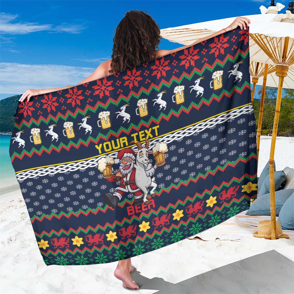 Personalized Merionethshire Wales Christmas Sarong Beer and Goat Santa Design - Wonder Print Shop