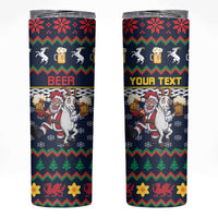 Personalized Merionethshire Wales Christmas Skinny Tumbler Beer and Goat Santa Design - Wonder Print Shop