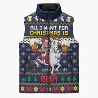 Personalized Merionethshire Wales Christmas Sleeveless Puffer Jacket Beer and Goat Santa Design - Wonder Print Shop