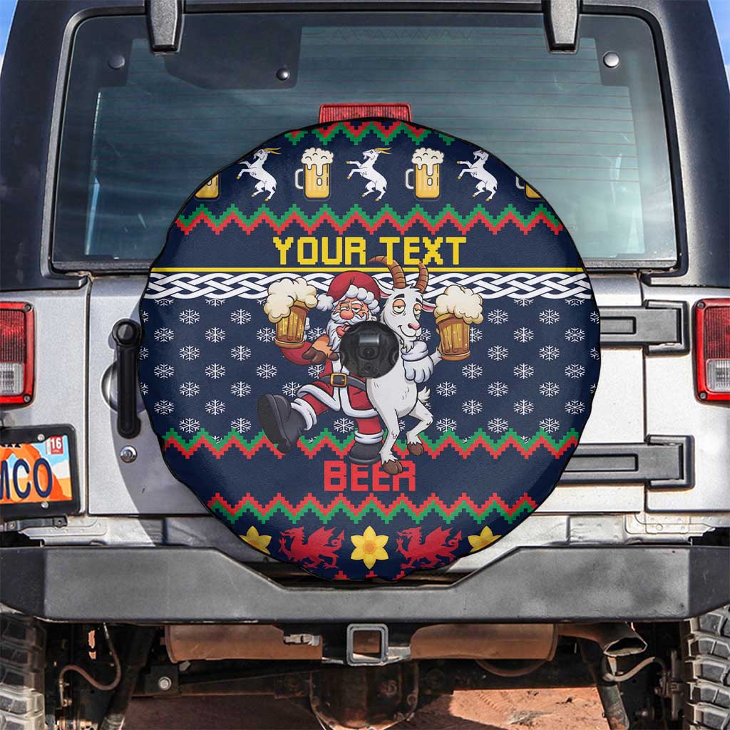 Personalized Merionethshire Wales Christmas Spare Tire Cover Beer and Goat Santa Design - Wonder Print Shop