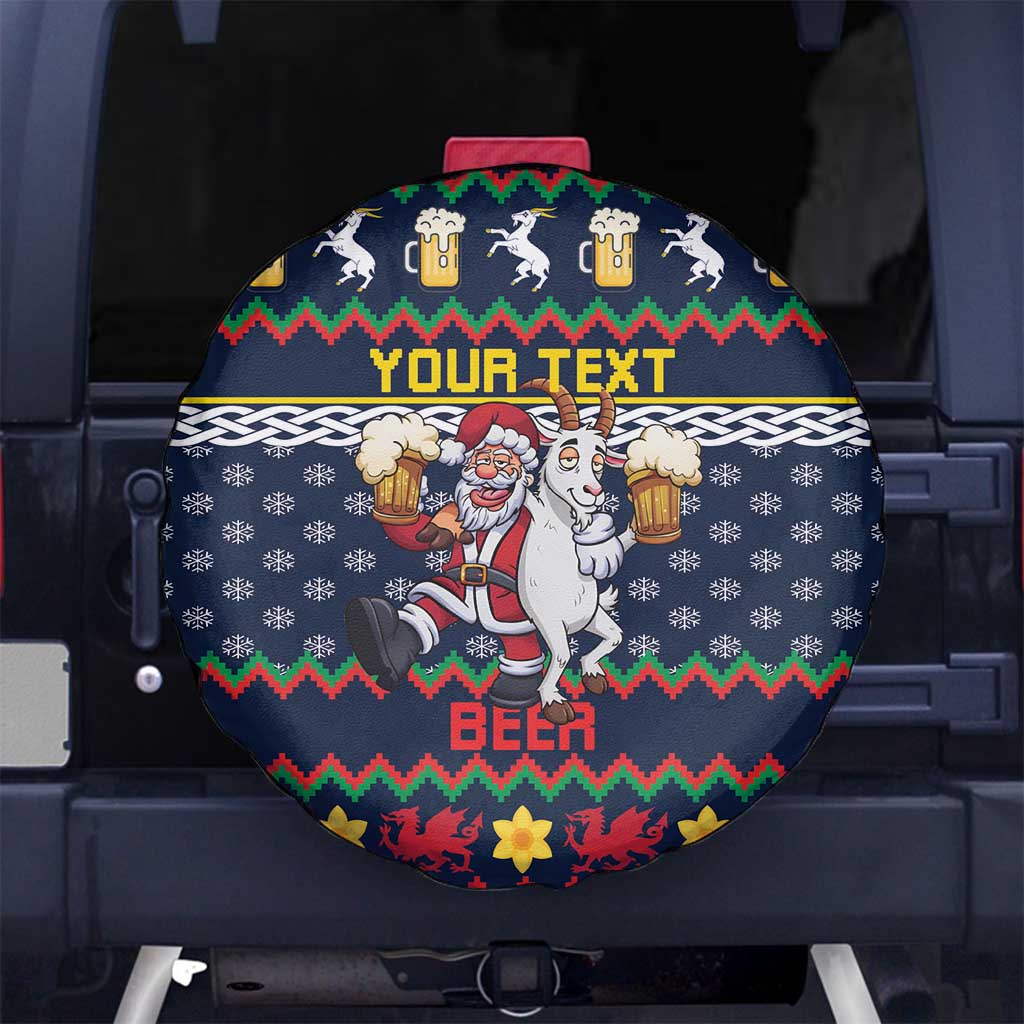 Personalized Merionethshire Wales Christmas Spare Tire Cover Beer and Goat Santa Design - Wonder Print Shop