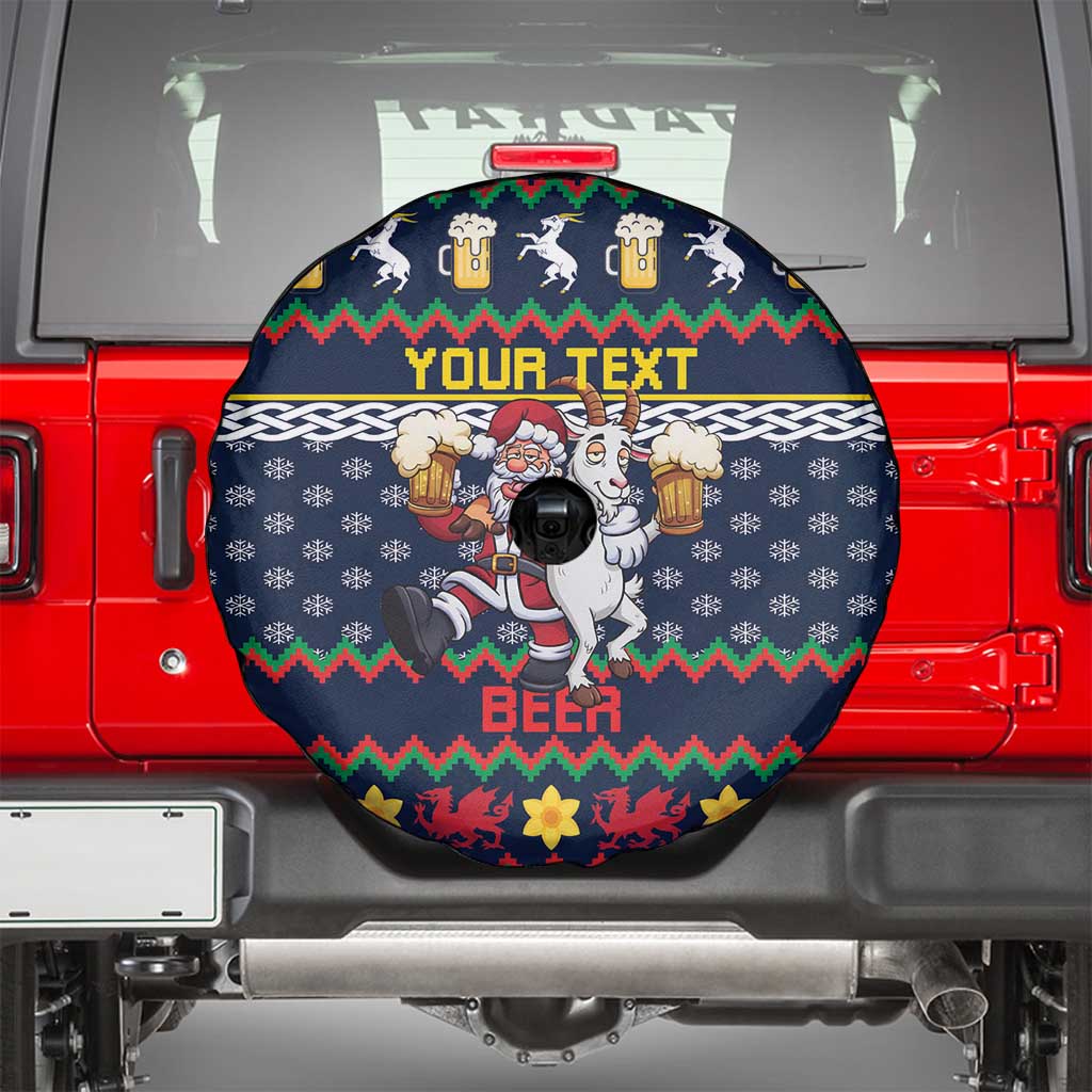 Personalized Merionethshire Wales Christmas Spare Tire Cover Beer and Goat Santa Design - Wonder Print Shop