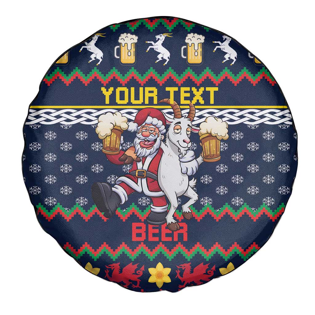 Personalized Merionethshire Wales Christmas Spare Tire Cover Beer and Goat Santa Design - Wonder Print Shop