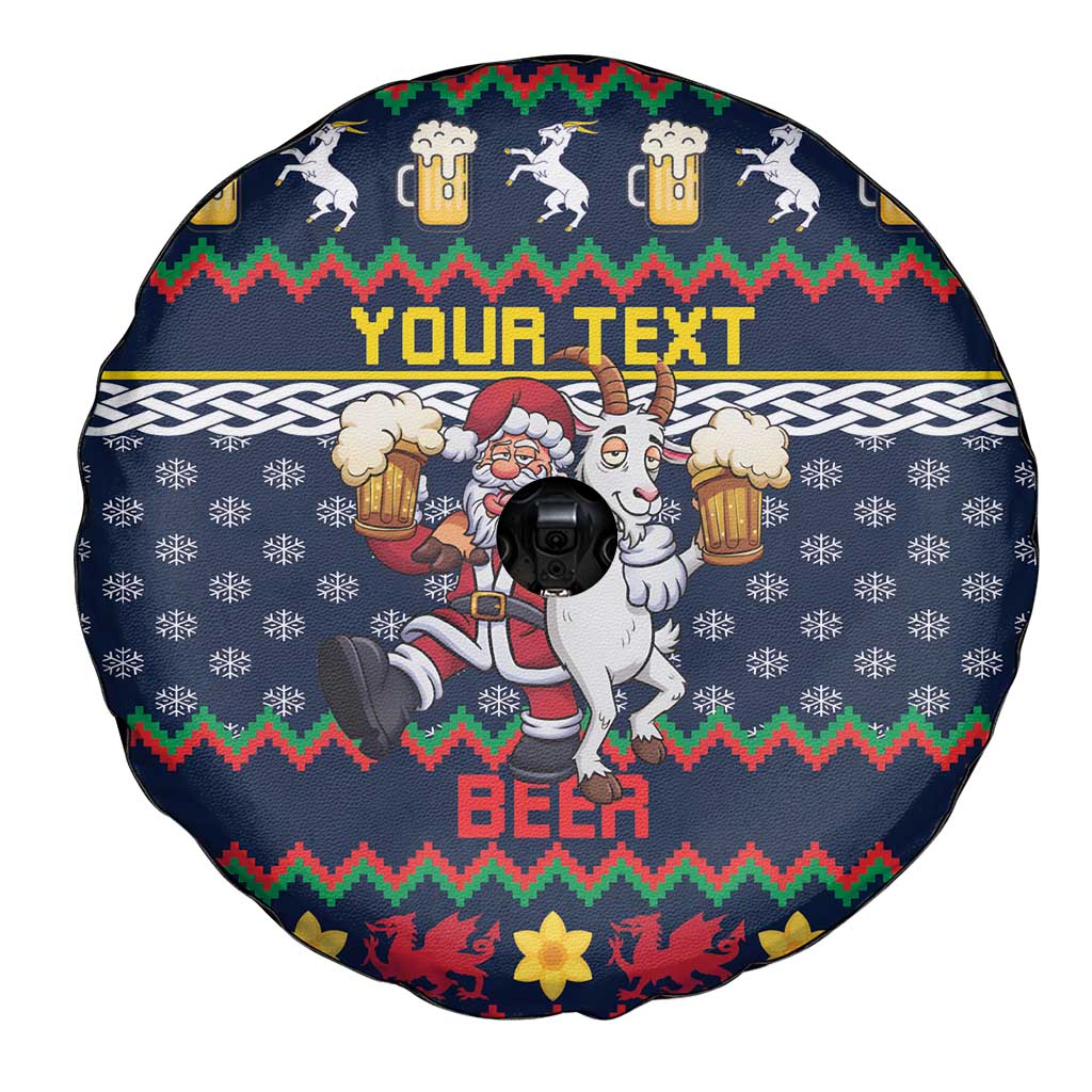 Personalized Merionethshire Wales Christmas Spare Tire Cover Beer and Goat Santa Design - Wonder Print Shop