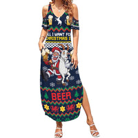 Personalized Merionethshire Wales Christmas Summer Maxi Dress Beer and Goat Santa Design - Wonder Print Shop