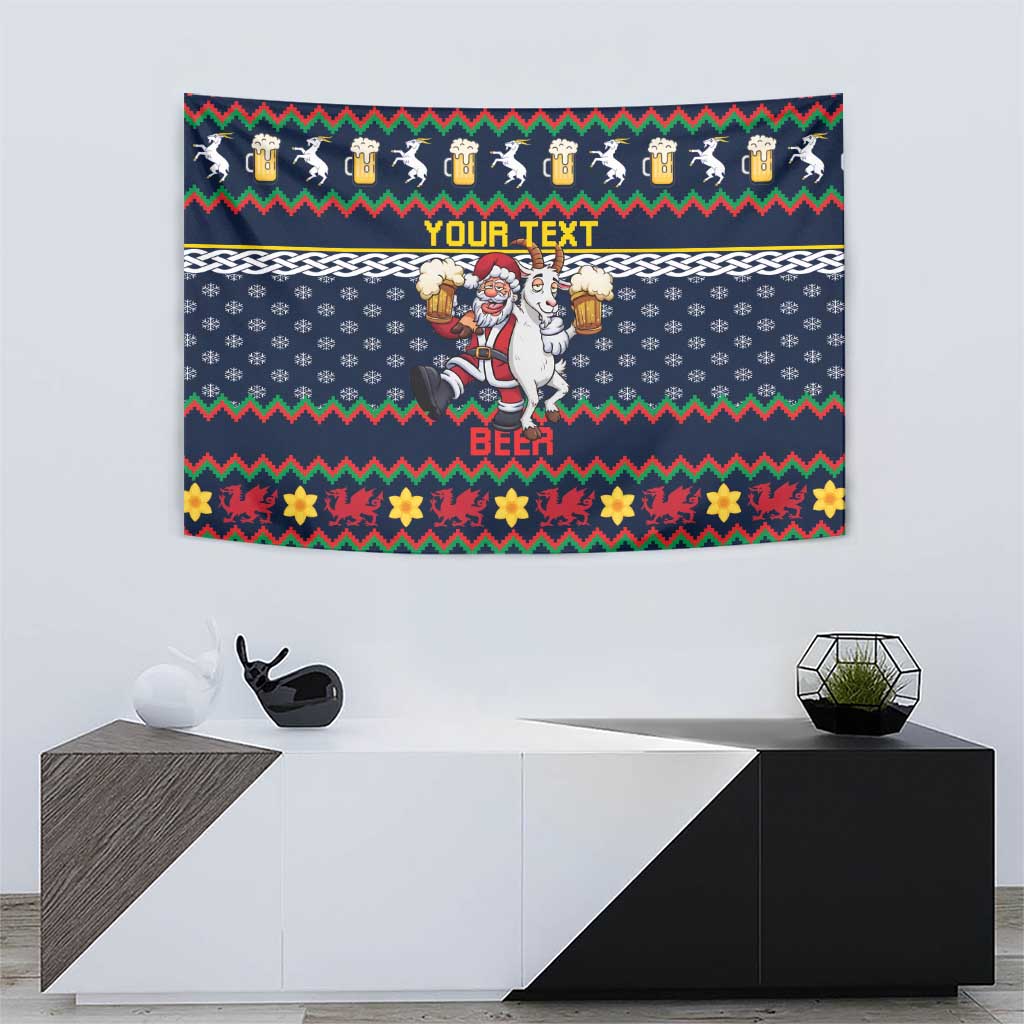 Personalized Merionethshire Wales Christmas Tapestry Beer and Goat Santa Design - Wonder Print Shop