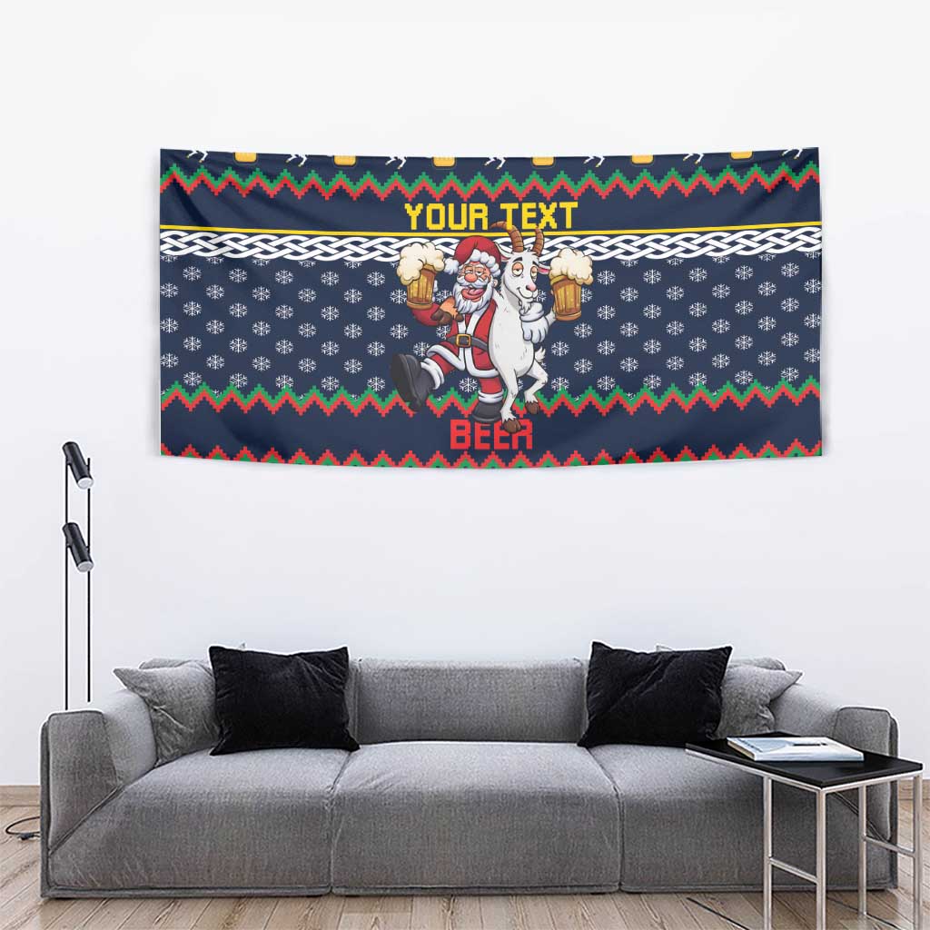 Personalized Merionethshire Wales Christmas Tapestry Beer and Goat Santa Design - Wonder Print Shop