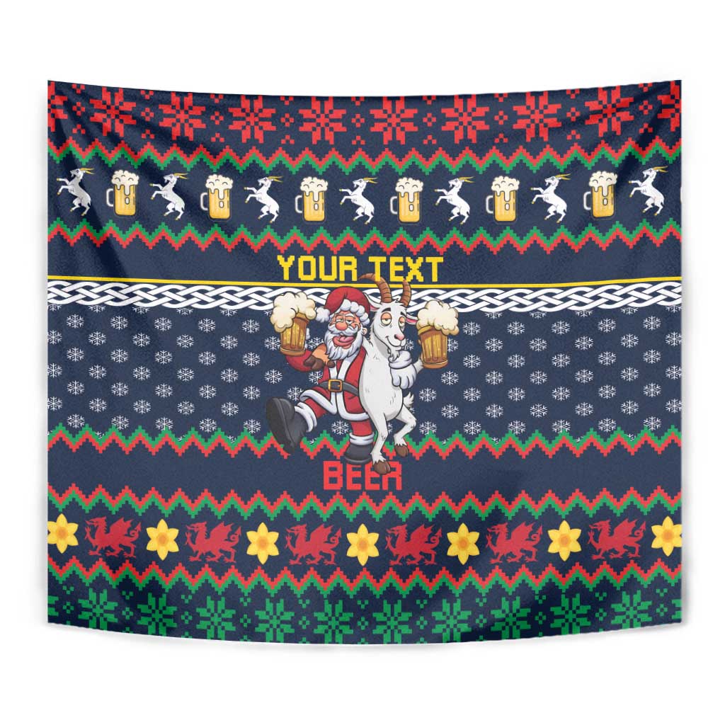 Personalized Merionethshire Wales Christmas Tapestry Beer and Goat Santa Design - Wonder Print Shop