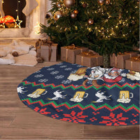 Personalized Merionethshire Wales Christmas Tree Skirt Beer and Goat Santa Design - Wonder Print Shop