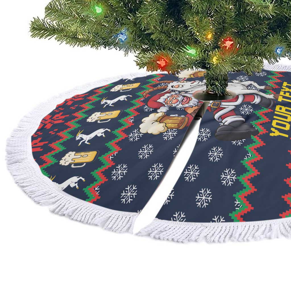 Personalized Merionethshire Wales Christmas Tree Skirt Beer and Goat Santa Design - Wonder Print Shop