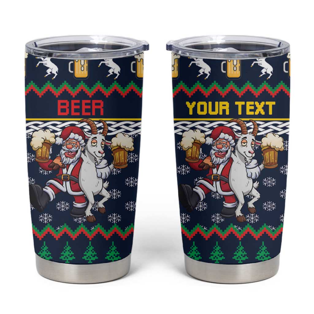 Personalized Merionethshire Wales Christmas Tumbler Cup Beer and Goat Santa Design - Wonder Print Shop