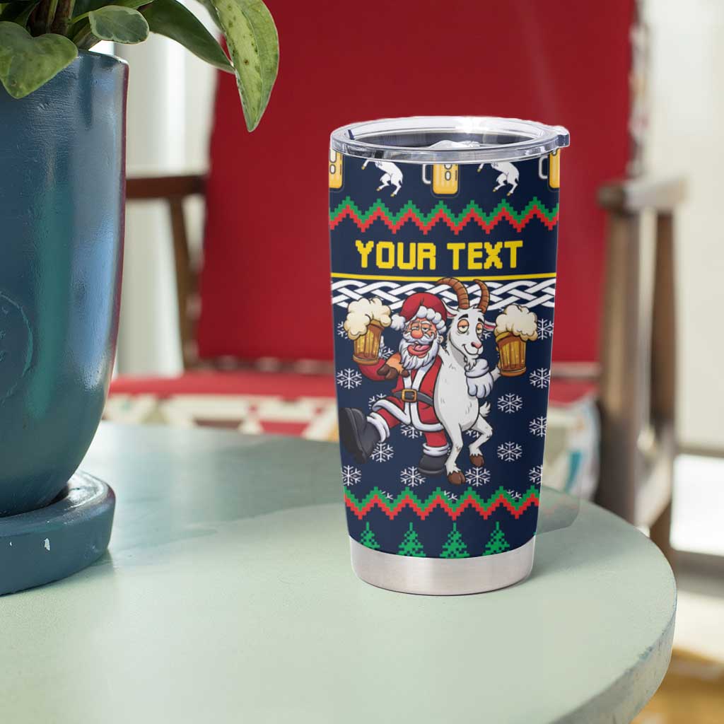 Personalized Merionethshire Wales Christmas Tumbler Cup Beer and Goat Santa Design - Wonder Print Shop
