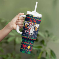 Personalized Merionethshire Wales Christmas Tumbler With Handle Beer and Goat Santa Design - Wonder Print Shop