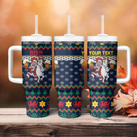 Personalized Merionethshire Wales Christmas Tumbler With Handle Beer and Goat Santa Design - Wonder Print Shop