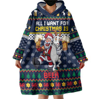 Personalized Merionethshire Wales Christmas Wearable Blanket Hoodie Beer and Goat Santa Design - Wonder Print Shop