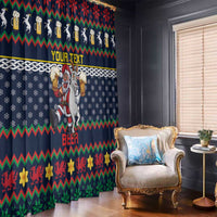 Personalized Merionethshire Wales Christmas Window Curtain Beer and Goat Santa Design - Wonder Print Shop