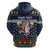 Personalized Merionethshire Wales Christmas Zip Hoodie Beer and Goat Santa Design - Wonder Print Shop