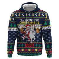 Personalized Merionethshire Wales Christmas Zip Hoodie Beer and Goat Santa Design - Wonder Print Shop