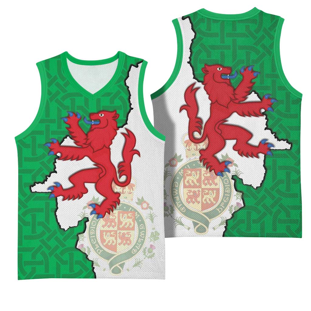 Montgomeryshire Wales Basketball Jersey Map and Emblem Celtic Style - Wonder Print Shop
