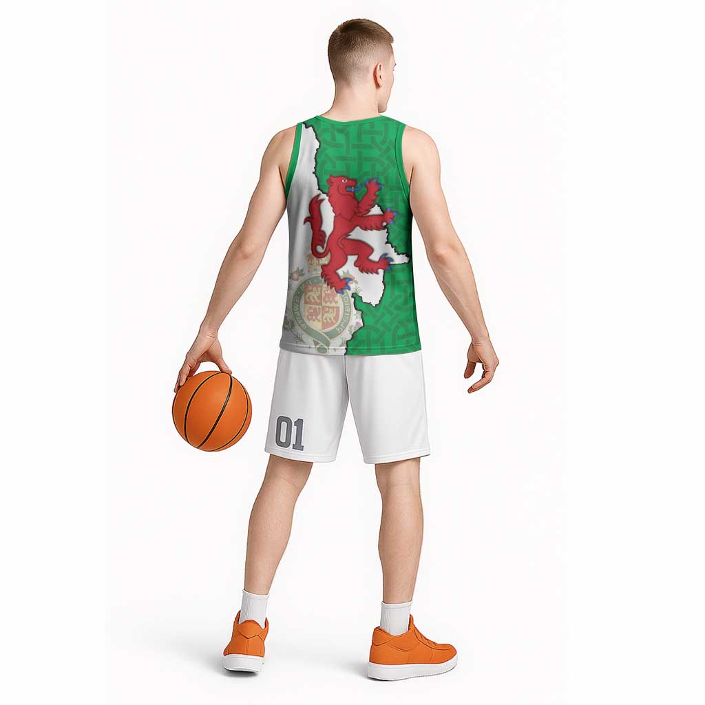Montgomeryshire Wales Basketball Jersey Map and Emblem Celtic Style - Wonder Print Shop