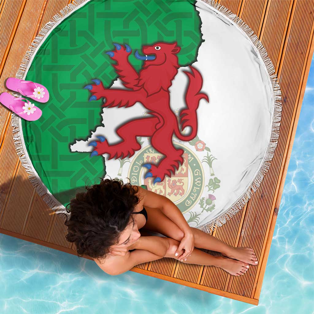 Montgomeryshire Wales Beach Blanket Map and Emblem Celtic Style - Wonder Print Shop