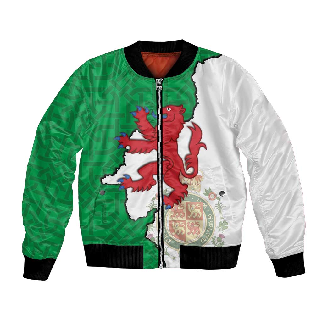 Montgomeryshire Wales Bomber Jacket Map and Emblem Celtic Style - Wonder Print Shop