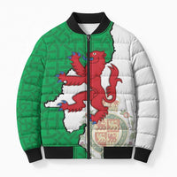 Montgomeryshire Wales Bomber Puffer Jacket Map and Emblem Celtic Style - Wonder Print Shop