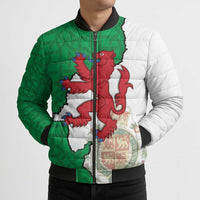 Montgomeryshire Wales Bomber Puffer Jacket Map and Emblem Celtic Style - Wonder Print Shop