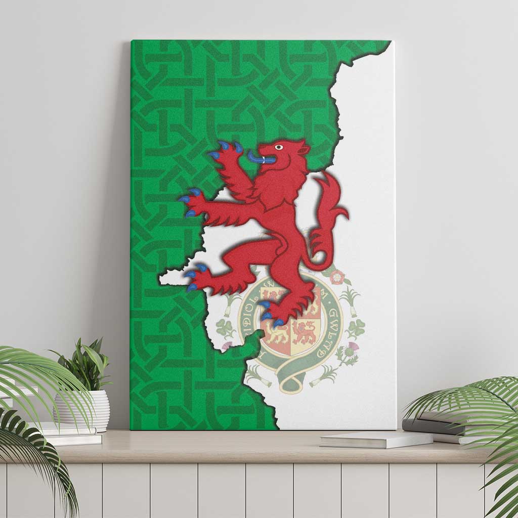 Montgomeryshire Wales Canvas Wall Art Map and Emblem Celtic Style - Wonder Print Shop