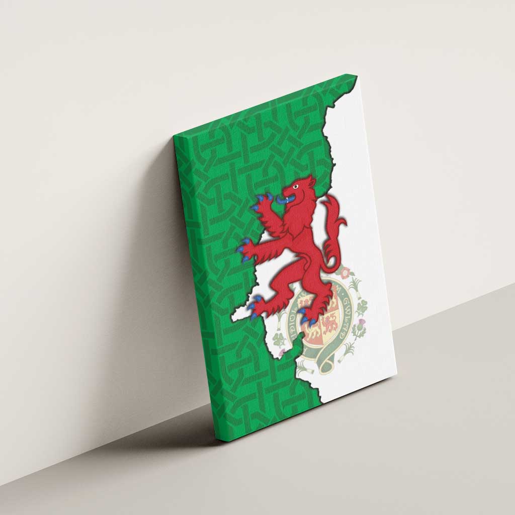 Montgomeryshire Wales Canvas Wall Art Map and Emblem Celtic Style - Wonder Print Shop