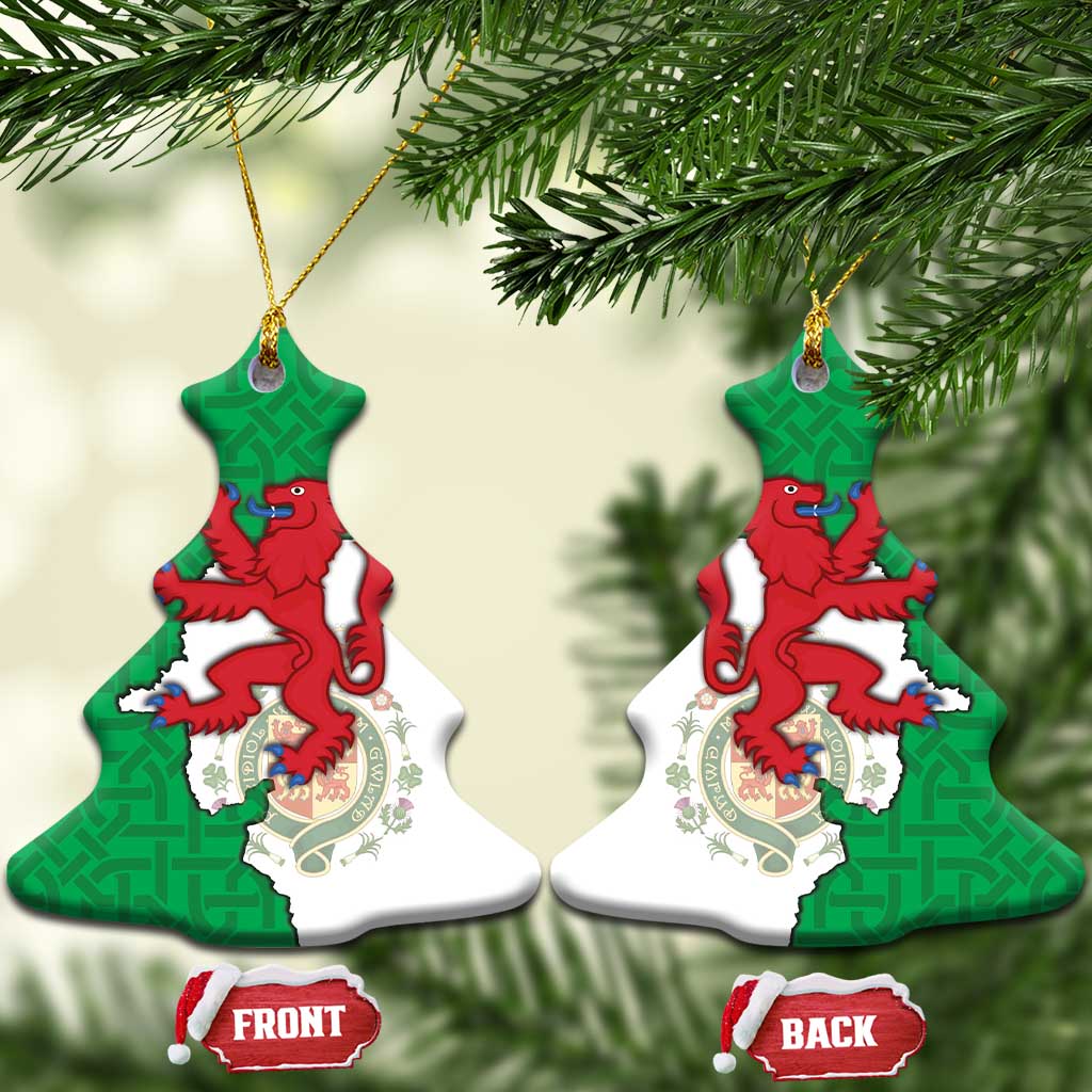 Montgomeryshire Wales Ceramic Ornament Map and Emblem Celtic Style - Wonder Print Shop