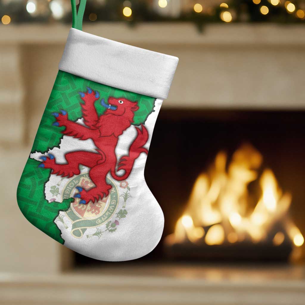 Montgomeryshire Wales Christmas Stocking Map and Emblem Celtic Style - Wonder Print Shop