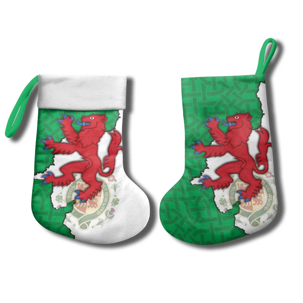 Montgomeryshire Wales Christmas Stocking Map and Emblem Celtic Style - Wonder Print Shop