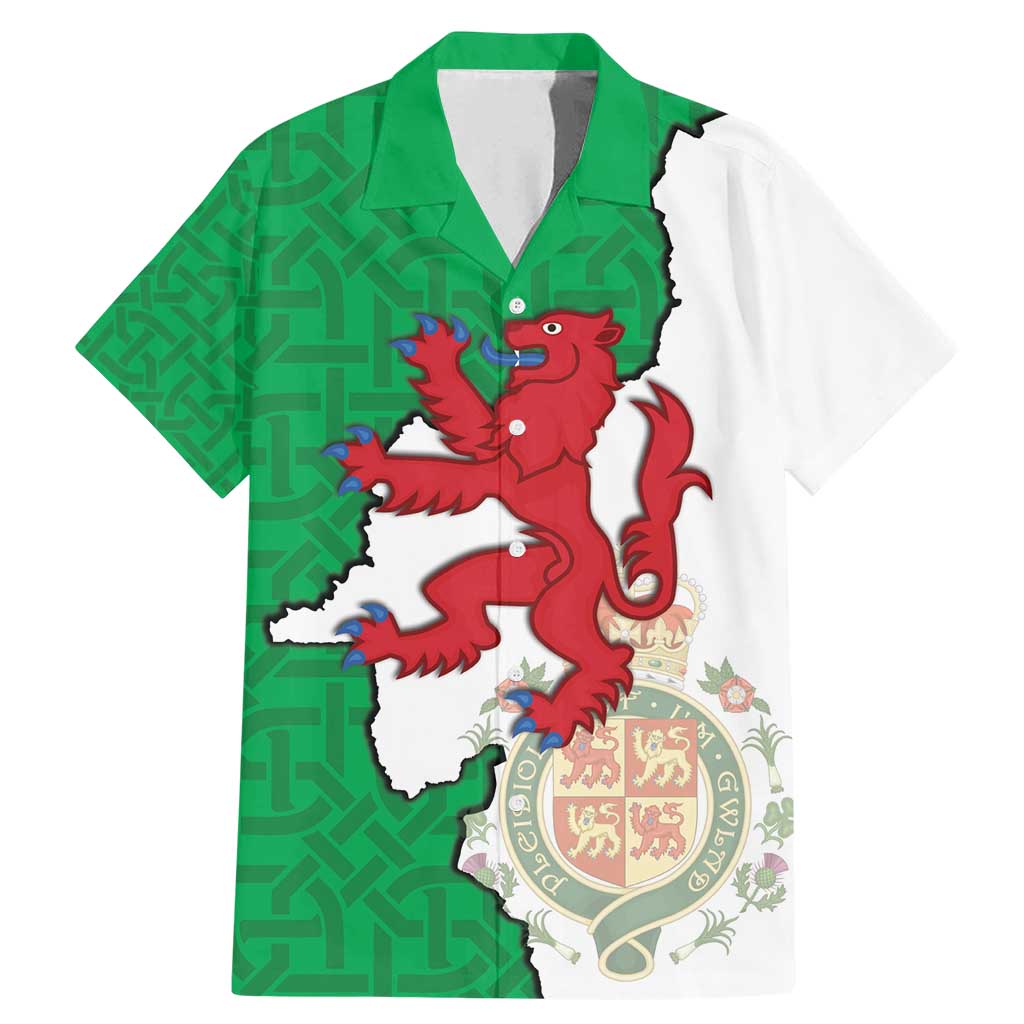 Montgomeryshire Wales Family Matching Mermaid Dress and Hawaiian Shirt Map and Emblem Celtic Style - Wonder Print Shop