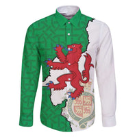 Montgomeryshire Wales Family Matching Off Shoulder Maxi Dress and Hawaiian Shirt Map and Emblem Celtic Style - Wonder Print Shop