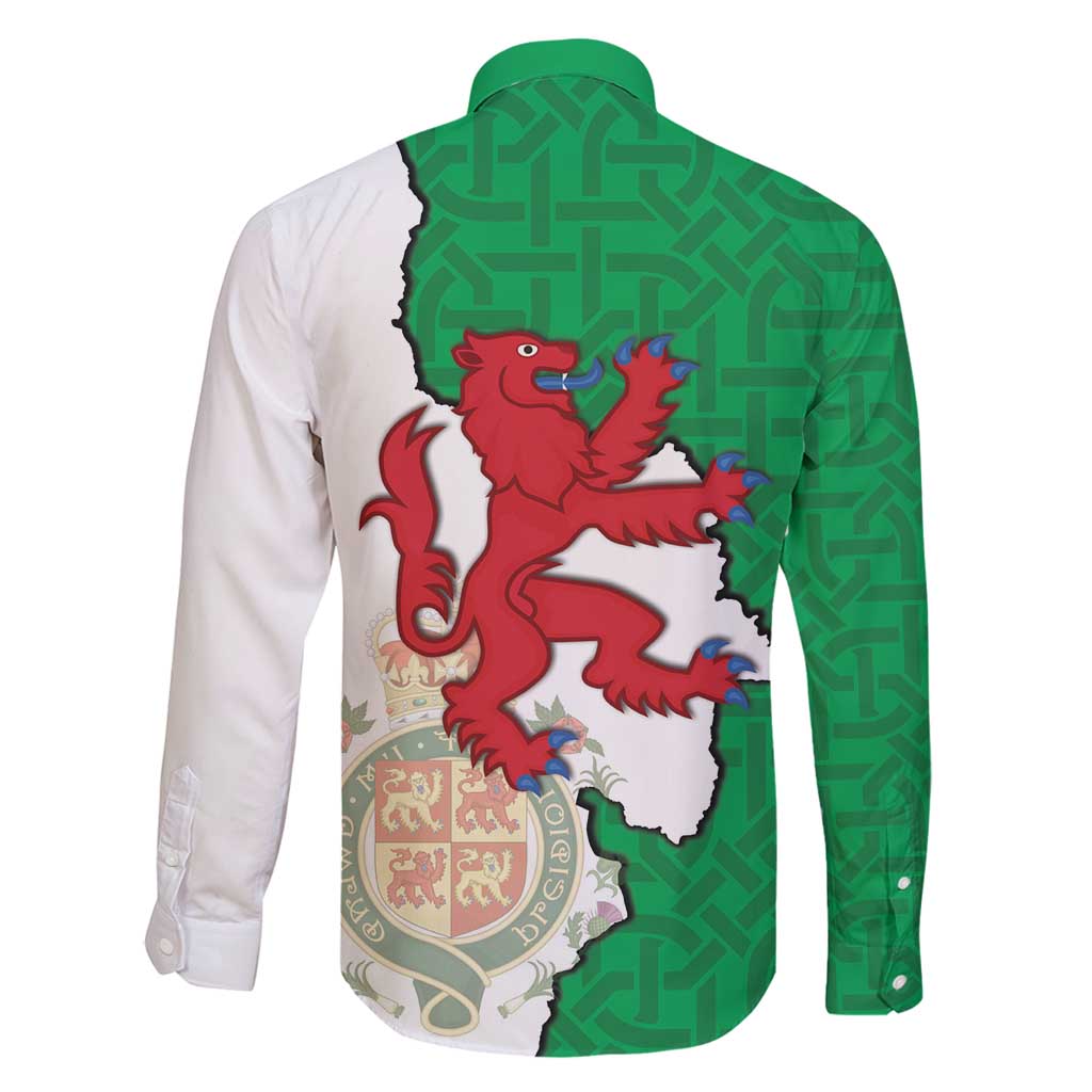 Montgomeryshire Wales Family Matching Off Shoulder Short Dress and Hawaiian Shirt Map and Emblem Celtic Style - Wonder Print Shop