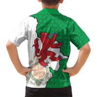 Montgomeryshire Wales Family Matching Short Sleeve Bodycon Dress and Hawaiian Shirt Map and Emblem Celtic Style - Wonder Print Shop