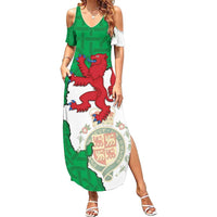 Montgomeryshire Wales Family Matching Summer Maxi Dress and Hawaiian Shirt Map and Emblem Celtic Style - Wonder Print Shop