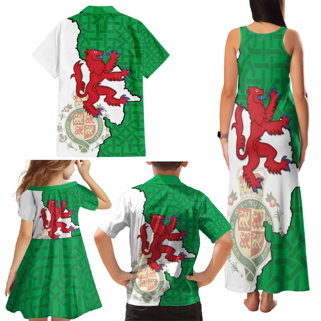 Montgomeryshire Wales Family Matching Tank Maxi Dress and Hawaiian Shirt Map and Emblem Celtic Style - Wonder Print Shop