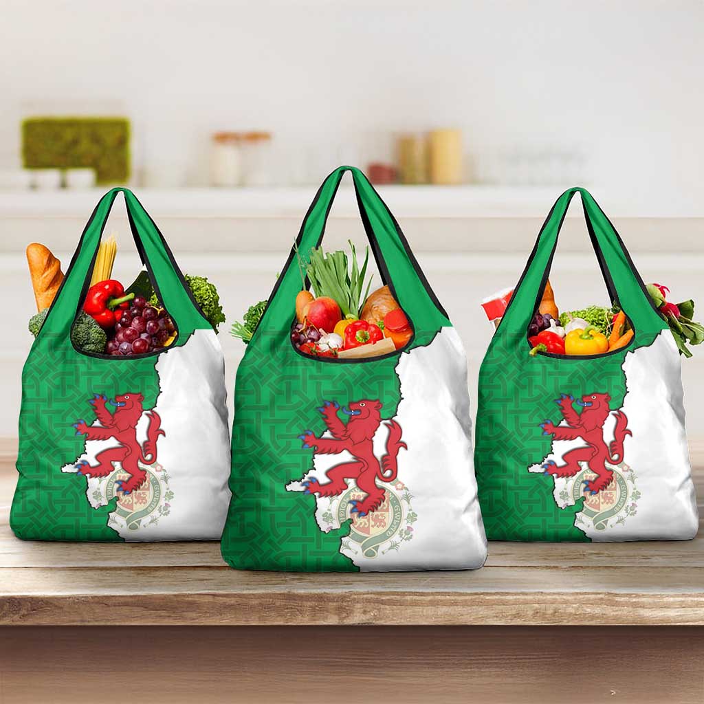 Montgomeryshire Wales Grocery Bag Map and Emblem Celtic Style - Wonder Print Shop