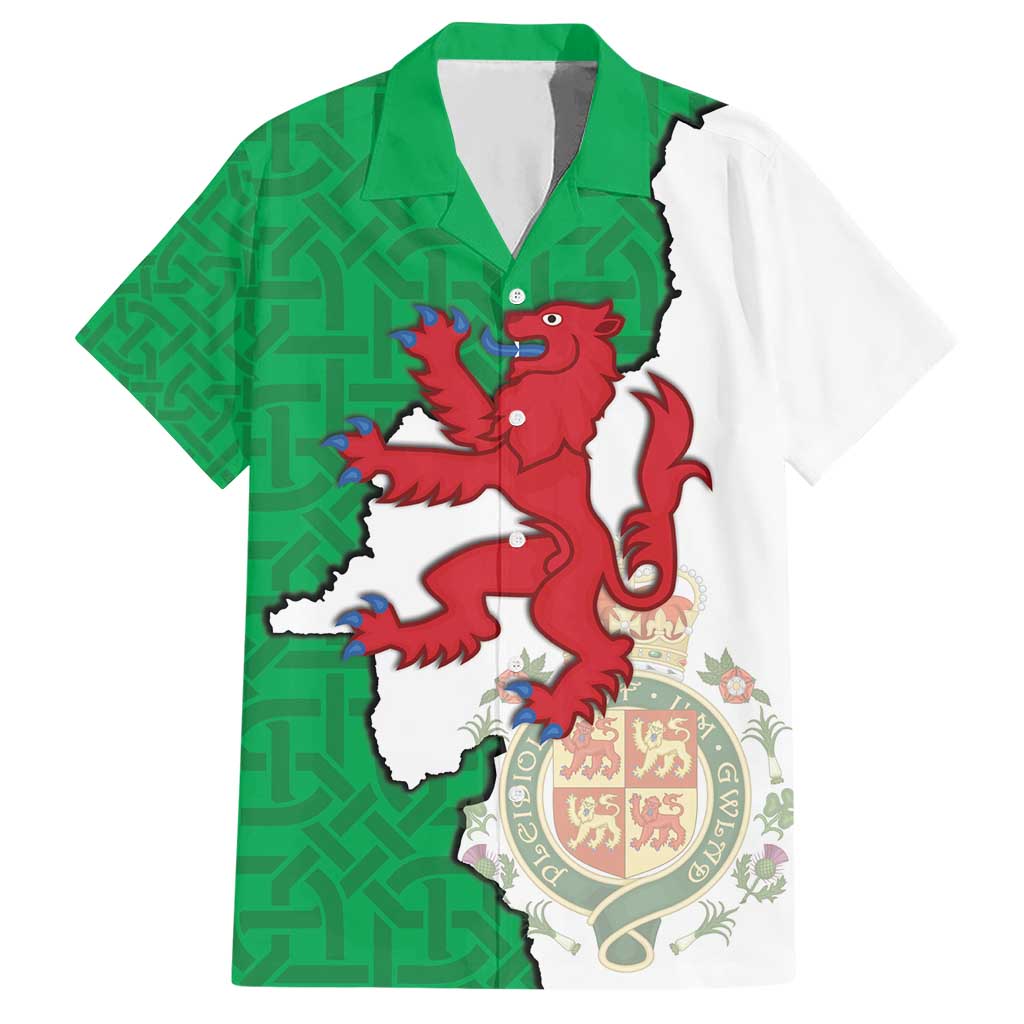 Montgomeryshire Wales Hawaiian Shirt Map and Emblem Celtic Style - Wonder Print Shop