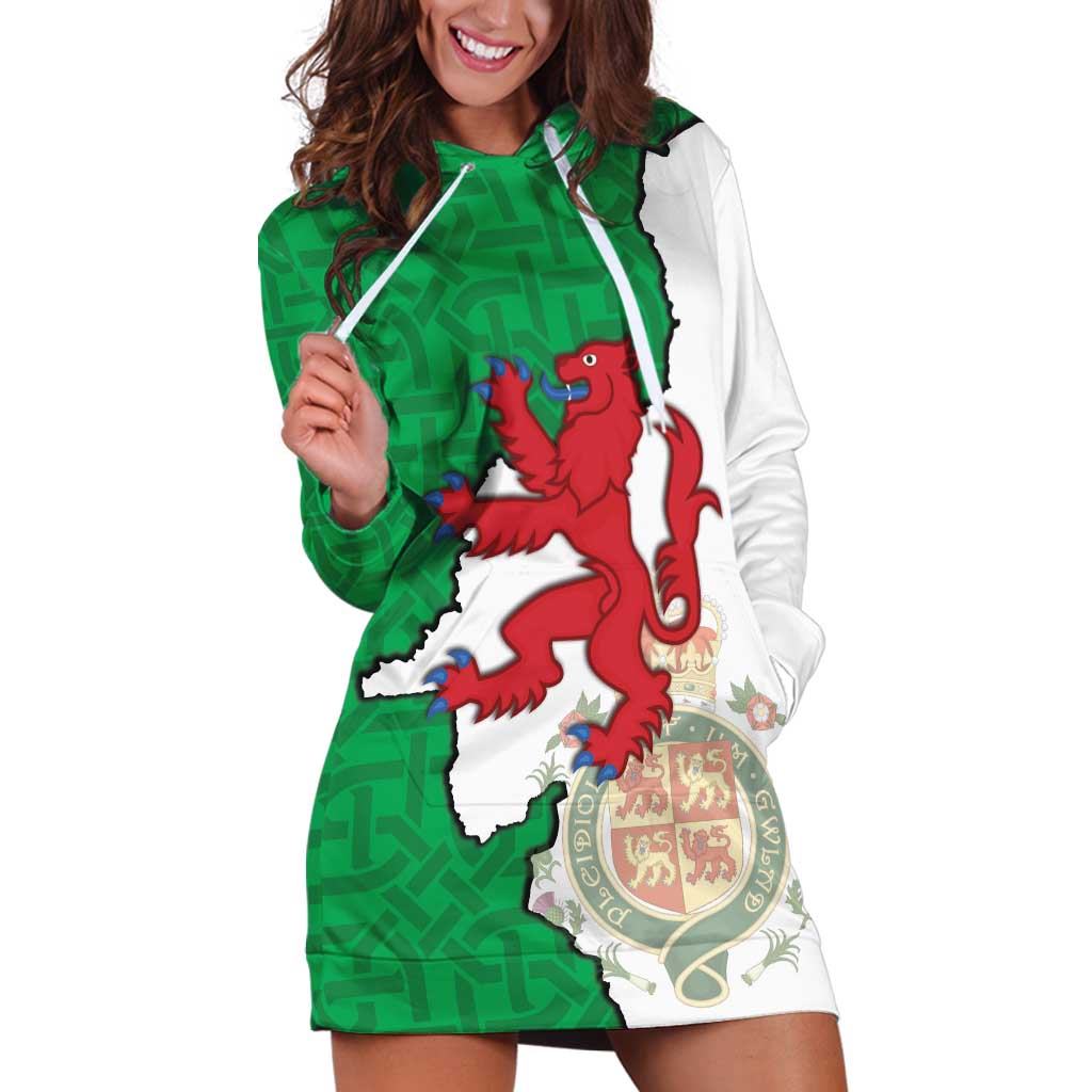 Montgomeryshire Wales Hoodie Dress Map and Emblem Celtic Style - Wonder Print Shop