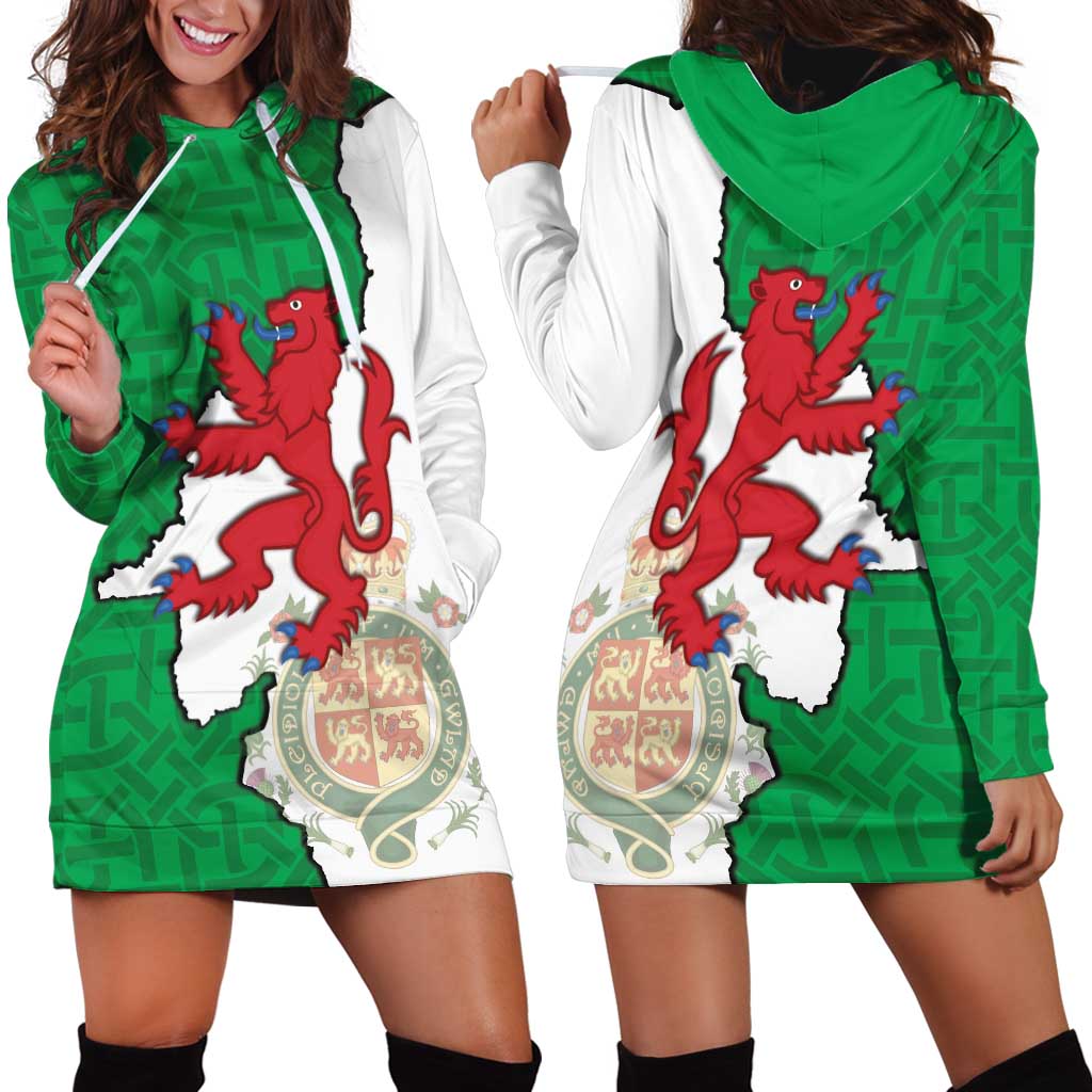Montgomeryshire Wales Hoodie Dress Map and Emblem Celtic Style - Wonder Print Shop