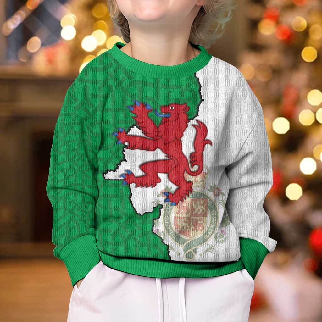 Montgomeryshire Wales Kid Ugly Christmas Sweater Map and Emblem Celtic Style - Wonder Print Shop