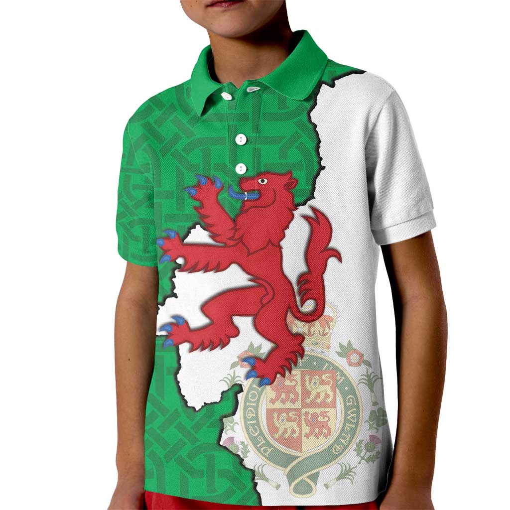 Montgomeryshire Wales Kid Polo Shirt Map and Emblem Celtic Style - Wonder Print Shop