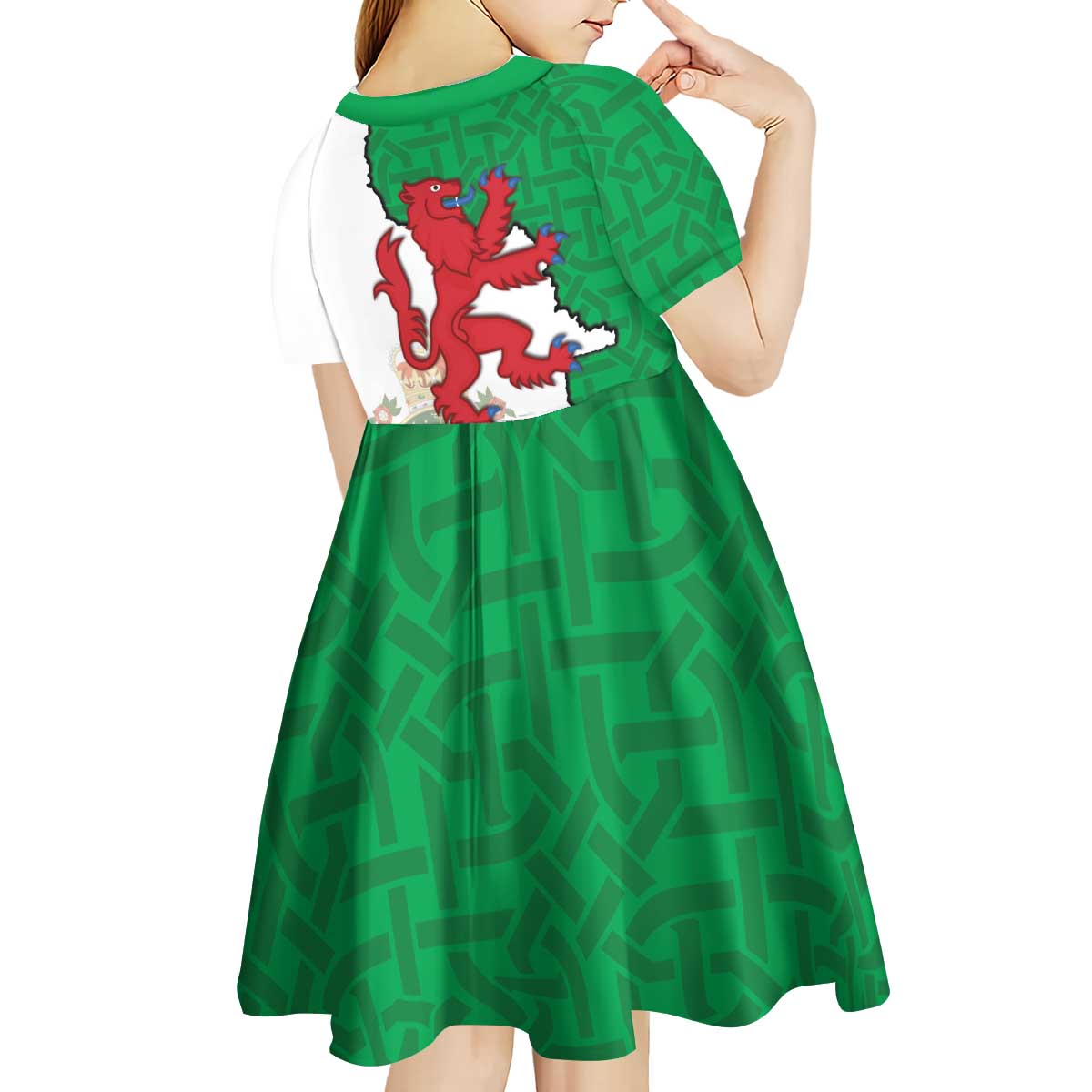 Montgomeryshire Wales Kid Short Sleeve Dress Map and Emblem Celtic Style - Wonder Print Shop