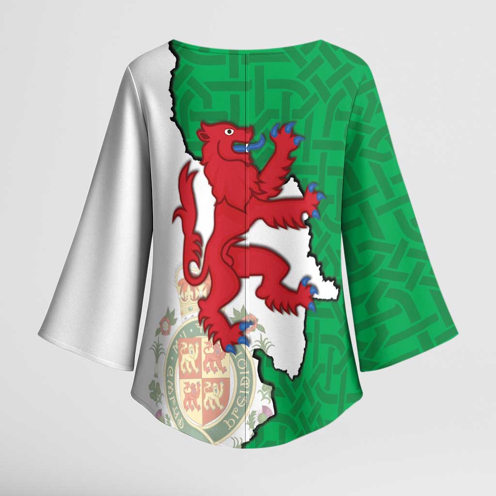 Montgomeryshire Wales Kimono Sleeve Blouse Map and Emblem Celtic Style - Wonder Print Shop