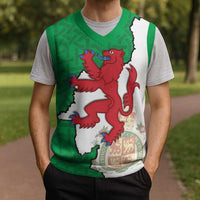 Montgomeryshire Wales Christmas Knitted V-Neck Vest Map and Emblem Celtic Style - Wonder Print Shop